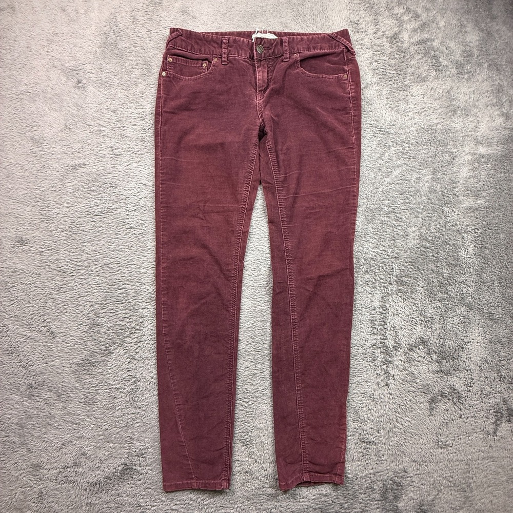 Free People Y2K Corduroy Pants Skinny Womens 29 Burgundy Stretch Cotton